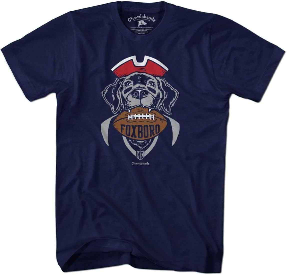 Chowdaheadz Foxboro Football Dog T-Shirt - Unisex Vintage Tee Soft Cotton Blend