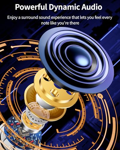 Image of PocBuds Bluetooth Headphones Wireless Earbuds 80hrs Playtime Wireless Charging Case Digital Display Sports Ear Buds with Earhook Deep Bass IPX7 Waterproof Over-Ear Earphones for TV Phone Laptop Navy
