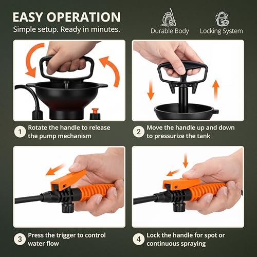 Image of Kraft Seeds 5L Pressure Sprayer for Plants - Heavy Duty Agriculture Spray Pump for Home Garden & Car Washing, Garden Sprayer with Shoulder Strap, Adjustable Nozzle, 1.25m Hose, Spray Bottle for Plants