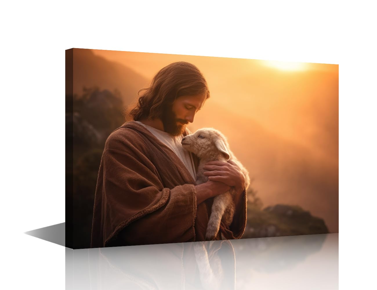 Art Work for Home Walls Christian Wall Art Lost Lamb Wall Art The Hands Of Jesus Paintings Canvas Wall Art Lost Lamb Poster Home Wall Decor Stretched and Framed Ready to Hang
