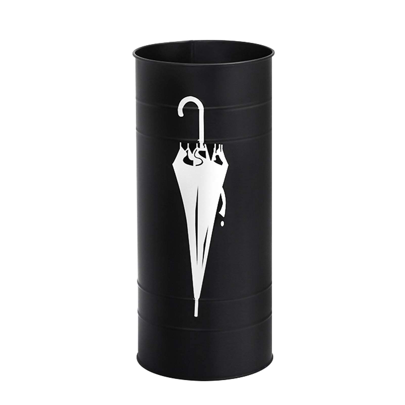 Umbrella Storage Cylindrical Umbrella Stand Rack, Iron Metal Umbrella Holder, Hollow Umbrella Organizer for Hallway Outdoor/White (Black Q)
