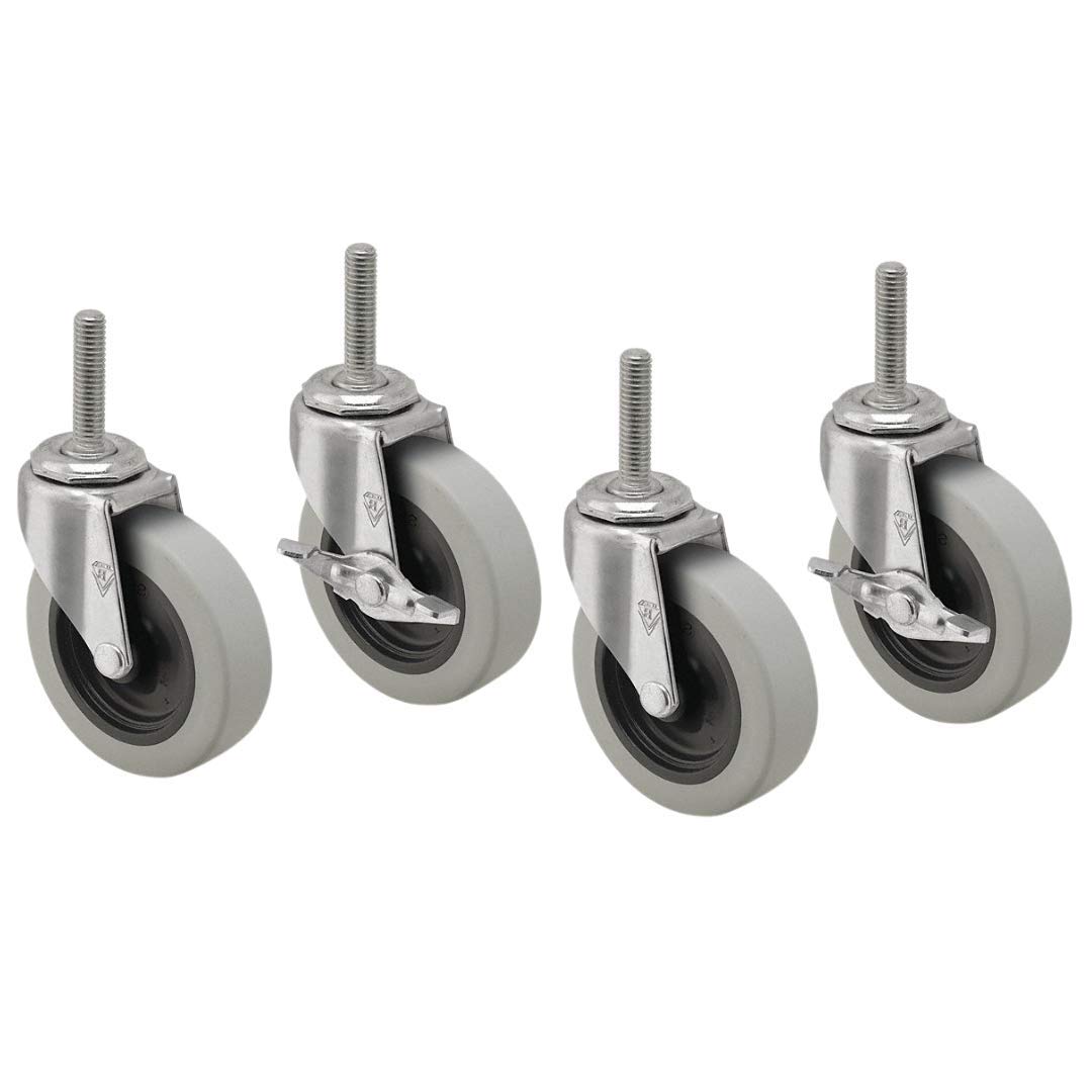 Linco 3” MADE IN USA Swivel Caster | Set of 4 Rubber 3/8” Threaded Stem Caster Wheels | Used for Replacement for Carts, Displays, Furniture, Dolly, or Workbenches | Total Capacity: 440 lbs: Industrial & Scientific