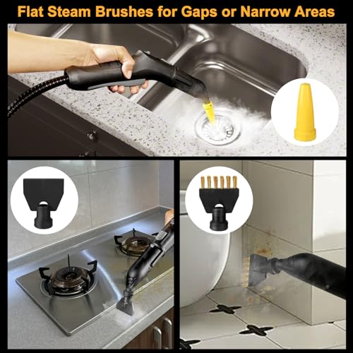 12 Stück Dampfreiniger Zubehör für Kärcher Easyfix SC1 SC2 SC3 SC4, Rundbürste, Flachbürste, Gebogene Düse, Hand-Dampfbürste, 3 Mikrofaser-Tuch, Schaberdüse