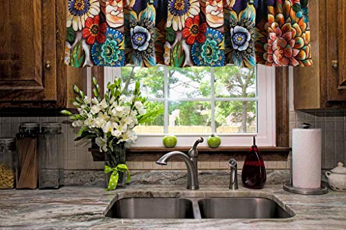 Yokii Floral Valances For Windows 18’’L Room Darkening Tribal Chic Boho Valance Curtains Blackout Window Treatments For Kitchen Bedroom Living Room Decors (W52 X L18, Colorful) #TOP6