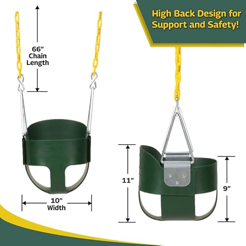 Eastern Jungle Gym CIS Heavy-Duty High Back Full Bucket Toddler Swing Seat | Coated Swing Chains Fully Assembled | Green Swing Set Accessory thumb #6