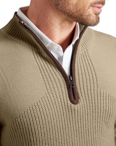 JMIERR Mens Quarter Zip Sweater Lightweight Mock Neck Casual Long Sleeve Knitted Solid Pullover Sweaters3