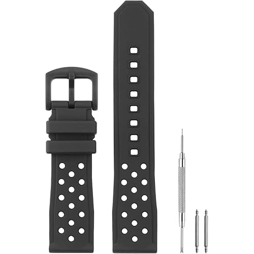 Compatible with TAG Heuer Watch 22mm Band, Soft Silicone Rubber Replacement Strap for TAG Heuer Watch Formula 1 Series, Black