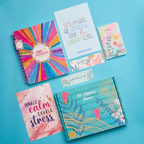 Image of Doodle I The Happiness 2026 Journal Kit I Undated B5 Planner + 250+ Stickers + Bookmarks + Pocket Planner with Premium Gift Box | Tear Away Note Cards & Quote Cards | Activity Pages | To do lists I 268 Pages I 80 GSM I Wiro Bound (Begin Bright)