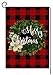 BLKWHT Red Black Buffalo Boxwood Wreath Small Garden Flag Vertical Double Sided Farmhouse Merry Christmas Burlap Yard Outdoor Decor 12.5 x 18 Inches (167245)