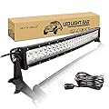 SKYWORLD 32 inch Curved LED Light Bar 180W Dual Row Spot Flood Combo Led Driving Fog Work Lightbar with Wiring Harness & Mounting Bracket for 4x4 Off Road Boat SUV UTE ATV Truck 12V 24V