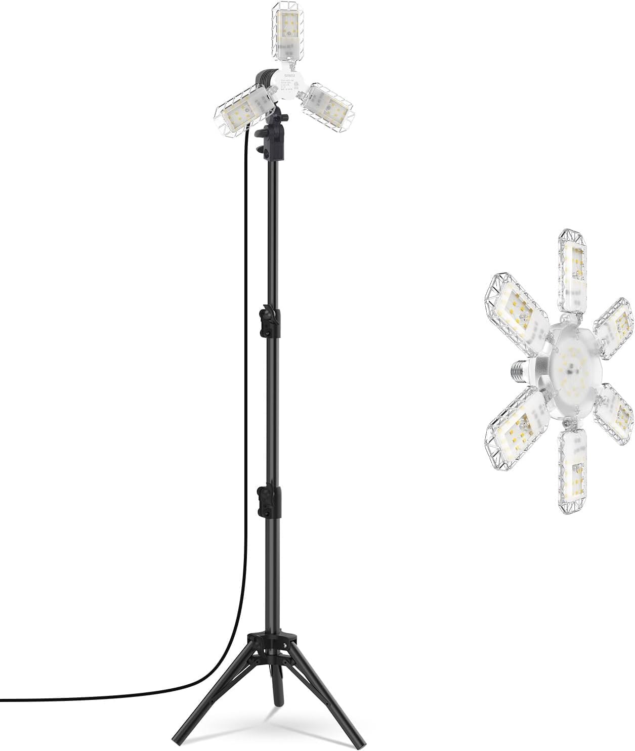 SANSI 300 Equiv. 30 Watt LED Bright Work Light & SANSI 6500 High Lumen Super Bright 600W Equiv. 60W LED Garage Ceiling Light Deformable