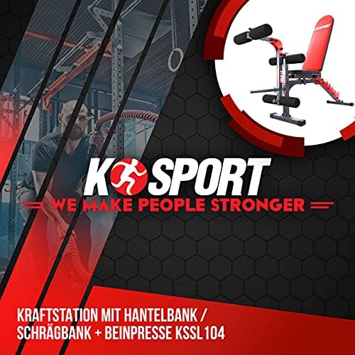 K-Sport Training Set: Weight Bench + Leg Curler I Fitness Bench for Short and Barbell Training I Strength Station for Effective Muscle Training Includes E-Book