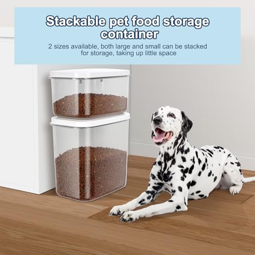 6 lbs Airtight Dog Cat Food Storage Container and Dog Treat Containers BPA-Free, PET Clear Stackable Pet Storage Bin, 1-Cup Scoop, 1-Sponge cleaning brush, Pop Top, With handle, Easy Mobility-Medium - Thumbnail 3
