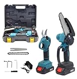 Forbici Elettriche e moto sega cofezione da Potatura, Batteria al Litio, Testa di Taglio SK5, Set con Valigetta con due batteria