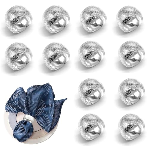Yuaiosn 12 Pezzi Anelli Portatovagliolo, Silver Metallo Anelli di Tovagliolo, Tovaglioli Fibbia, Anelli di Tovagliolo da Tavola, per Matrimonio, Festival, Compleanni, Decorazione della Tavola