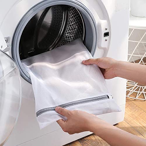 SYGY 2Pcs Mesh Laundry Bag with Premium Zipper for Washing Machine & Dryer, Travel Storage Organization Bag, Clothing Wash Bags for Lingerie, Bra, Blouse, Bed Sheet, Stocking (1M & 1L)