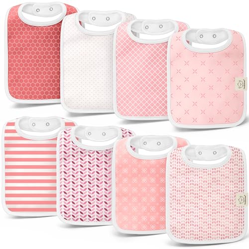 KeaBabies 8-Pack Organic Baby Bibs for Boys, Girls Drool Bibs (Blush) by KeaBabies - Used condition - US$16.52