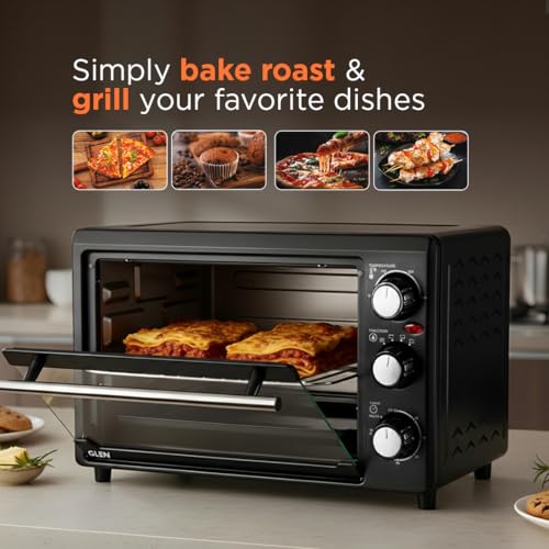 Image of Glen Multi Function OTG for Kitchen, 18 Litre, 1200W, Oven Toaster Griller with 3 Heating Modes, Adjustable Temperature & Timer, Crumbs Tray & Rack, Bake, Grill & Toast, 2-Year Warranty- Black SA5018