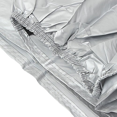 AHL Housse Protection pour Moto, Couverture Imperméable, bache Argente de Protection, Résistant aux déjections d'oiseaux, à l'eau, à la Poussière/Neige/Pluie, au Vent, UV (Argent,L) - Image 6