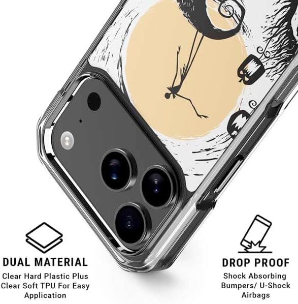 Skinit Clear Phone Case Compatible with iPhone 17 Pro Max - Officially Licensed Disney The Nightmare Before Christmas Jack on Spiral Hill Art Design