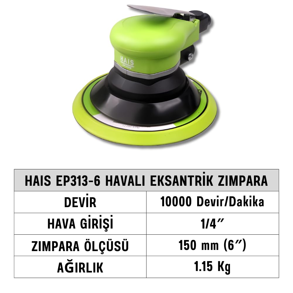 HAIS EP313-6 Havalı Eksantrik Zımpara Makinesi, 150 mm, 10000