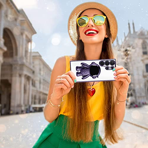 Kanghar For Samsung Galaxy S23 Ultra Clear Case With Astronaut Hidden Stand For Women Men Luxury Plating Bumper Soft Tpu Shockproof Protective Phone Cover For Samsung Galaxy S23 Ultra 6.8 Inch Purple #TOP5