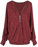Loose Fit ( Oversize) Emma & Giovanni - Pullover-T-Shirt Oversize - Damen (Bordeaux, XL)