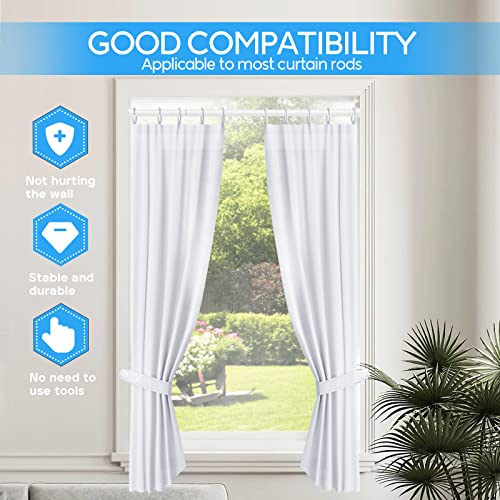 Image of Tension Curtain Rod White Tension Rod 2pcs Spring Curtain Rod Non Slip Tension Rods For Windows 28 To 48 Inch No Drilling Adjustable Tension Rods of Curtain Window Closet Kitchen Wardrobe1