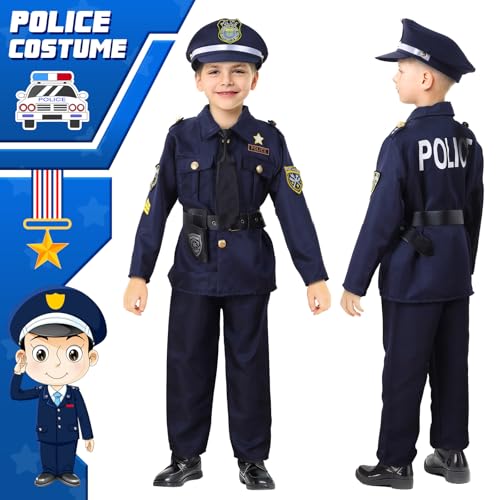 Skirfy 16PCS Police Costume for Kids, 16PCS Police Officer Uniform, Recorder, Cop Costume Role Play Kit for Boys Girls,Halloween Toys for Kids - Image 5