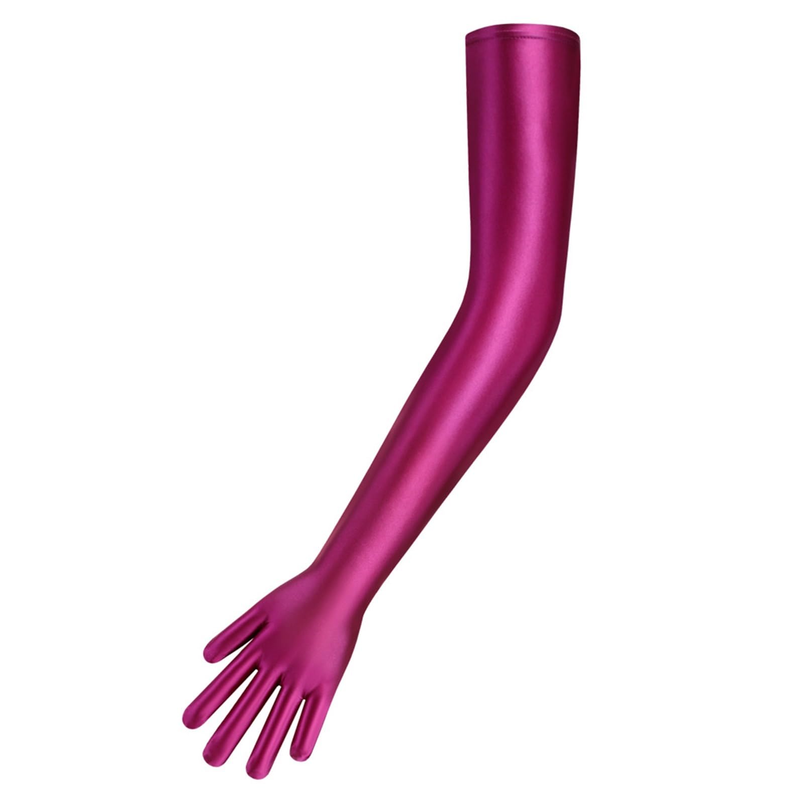 Guantes Largos De Satén Guantes de satén con dedos conectados, brillantes y elásticos, ultra largos, vestir(Purple 2,XL)
