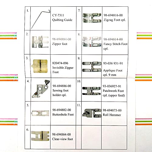 Pies para prensatelas Pfaff set 11 piezas miniatura 2