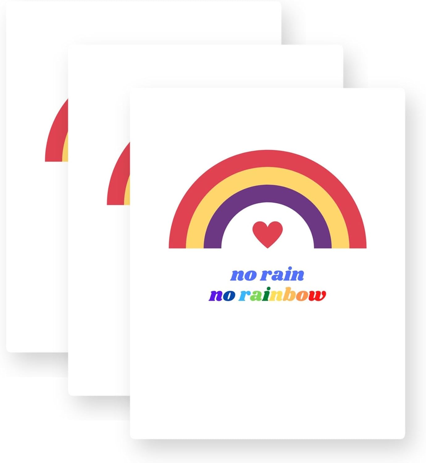No Rain No Rainbow Design Vinyl Stickers 3 Pack 3 Inch