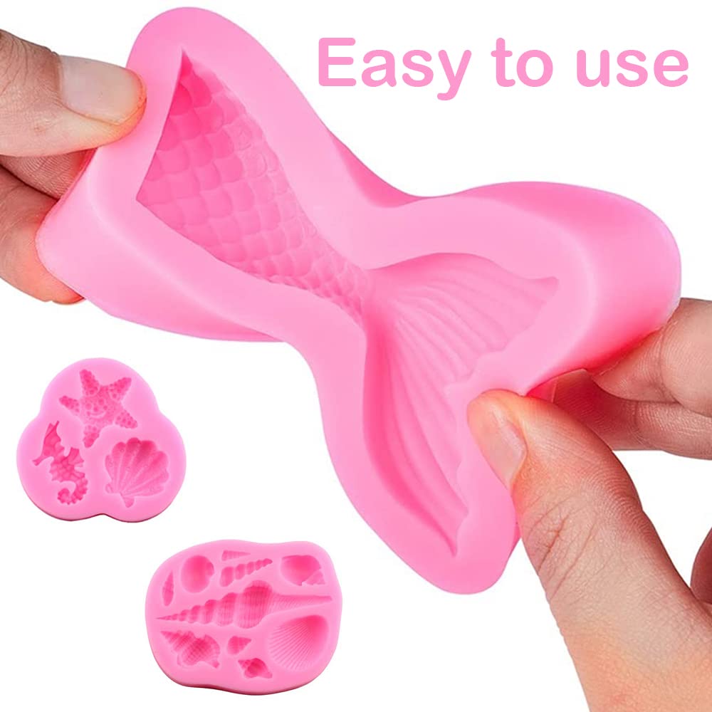 Stampo per Fondente Sirena 3 pezzi 3D Animale Oceano Silicone Stampo