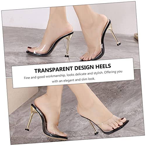 Sandales transparentes compensées pour femme avec talon clair à bout ouvert