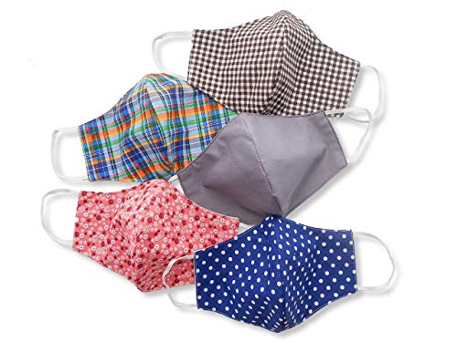 Hope Love Shine Face Masks W/Adjustable Ear Loops & Filter Pocket - Reusable, Washable Cloth Fabric Face Masks For Women, Men, Adult (Well Mixed 5 Pcs) #TOP1