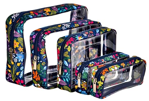 Image of Remobia Hicol TSA Approved 5-Piece Diaper Bag Organizer Pouch Set Clear Waterproof TPU Kids Toiletry Storage Set Travel Packing Clutch Cube Bags for Baby Nursing