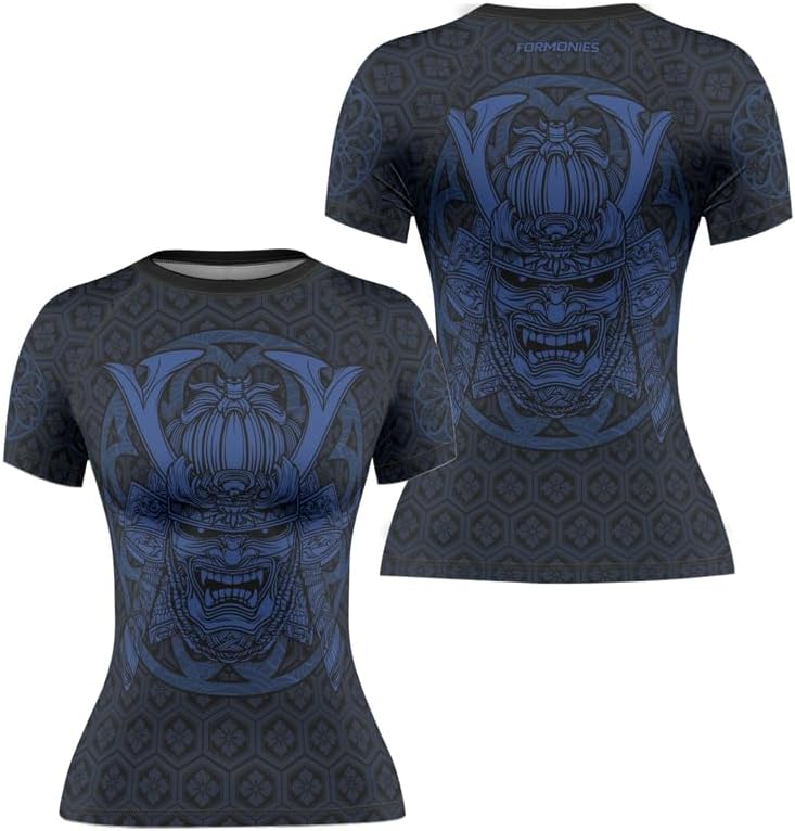FORMONIES Samurai Women’s Rash Guard Short Sleeve – BJJ MMA Base Layer Compression Shirt for Grappling & No-Gi