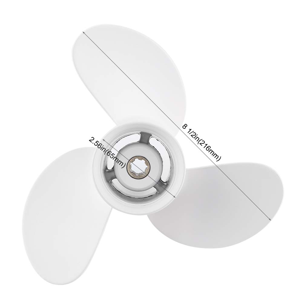 Qiilu Außenborder Propeller, Schrauben für Bootsmotoren 7 Spline Zahn 3 Blätter 6G1-45941-00-EL 8 1/2 x 8 1/2 Passend für Außenbordmotor 6-8 PS