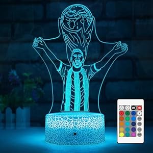 Argentina Soccer Player #10, Soccer Lamp with Remote Control 16 Colors, Soccer Night Light is Perfect Great Birthday Xmas Gift for Boys and Girls Sport Fan (Soccer)