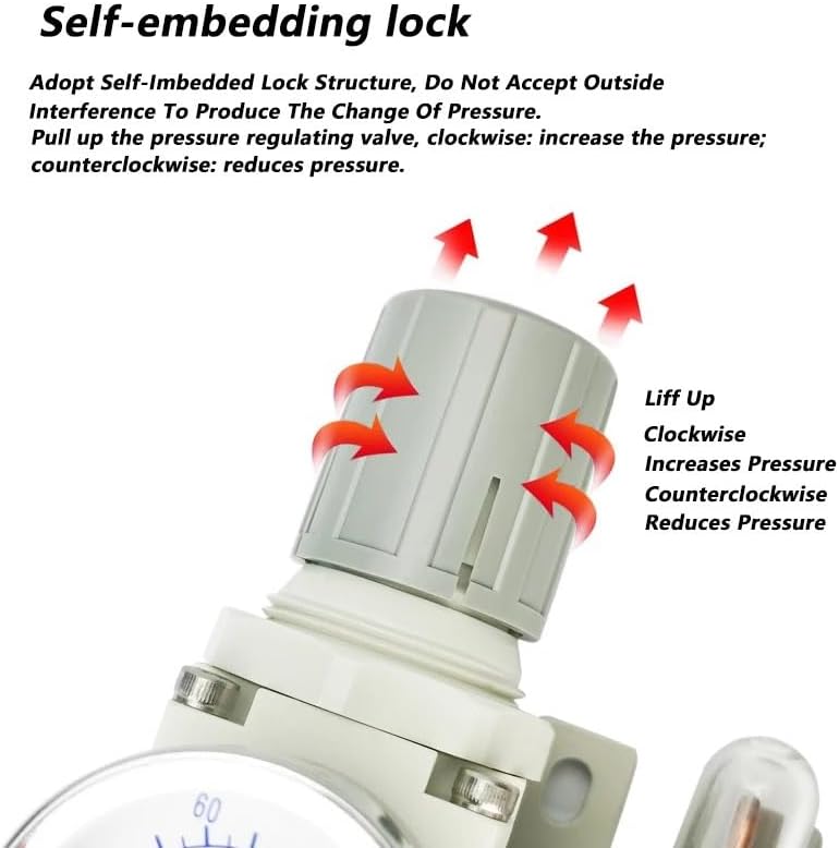 AC2010-02 AC2010-02D Pneumatic Pressure Regulator Oil Water Separator Manual Drainage Supply Pump Compressor Air Filter(Copper And PC6-02,AC2010-02D)