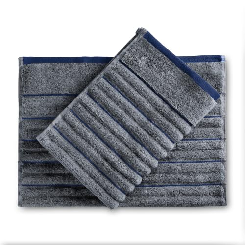 Image of Spaces Exotica 100% Cotton 575 GSM Dobby Plain Premium Hand Towel Set of 2 | Super Absorbent, Quick Dry & Ultra Soft - 40 x 60Cm - Dark Grey