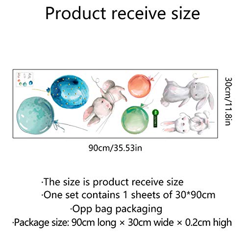 Creative Kids Wall Stickers Watercolor Nursery Wall Decals, Laszola Removable Peel And Stick Cartoon Animal Neutral Vinyl Wall Decoration For Baby Boy Girl Bedroom - Balloon And Bunny (Zsz1046) #TOP1