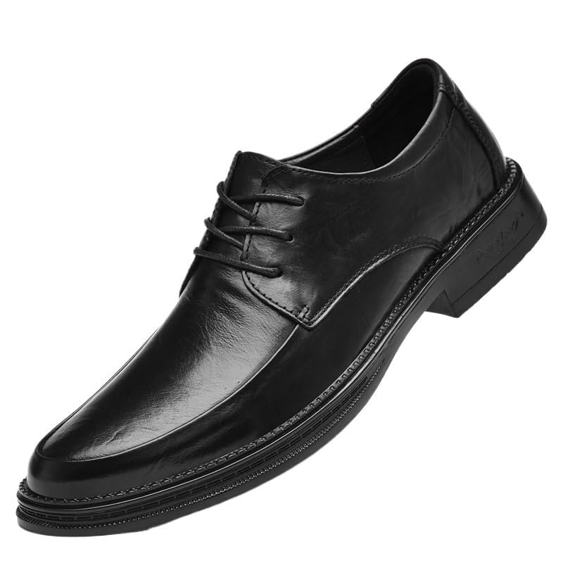 Mens Classic Office Oxford Dress Shoes Leather Pointed Toe Lace Up Business Wedding Formal Brogue Tuxedo Comfortable Fashion