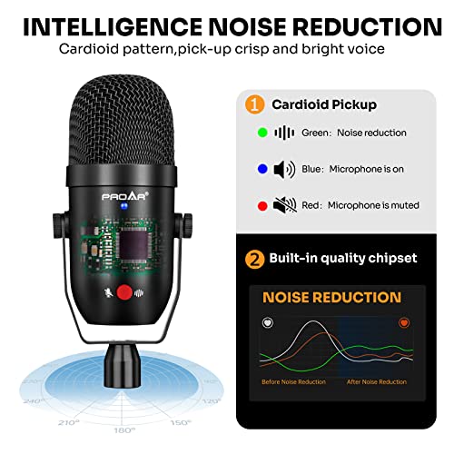 Usb Microphone For Pc Computer Ps4 Cardioid Condenser Asmr Microphone Kit Metal Podcast Microphone For Streaming Gaming Studio Video Recording Youtube Noise Cancelling Microphone For Laptop Phone Mac #TOP5