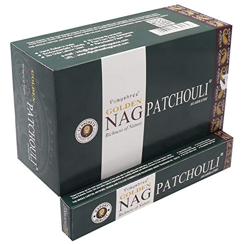 Sharvgun Golden Nag Patchouli Nag Patchouli Fragrance Masala Incense Sticks Agarbatti Home Scent 15G X 12 Pack -180G