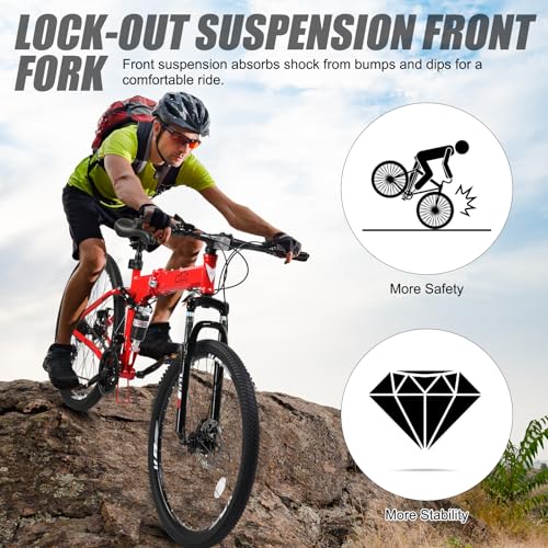Ktaxon Folding Mountain Bike 21-Speed Adult Bikes 26/27.5