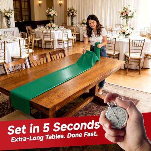 Image of Disposable Tablecloth, Tear Off 110 Ft X 54 In Table Cloth Rectangle Table Tear Off 12 Pcs 54 inchx110 inch, Premium Green Plastic Tablecloth PEVA Table Cover Roll for Picnic, Garden Party, Outdoor Gathering