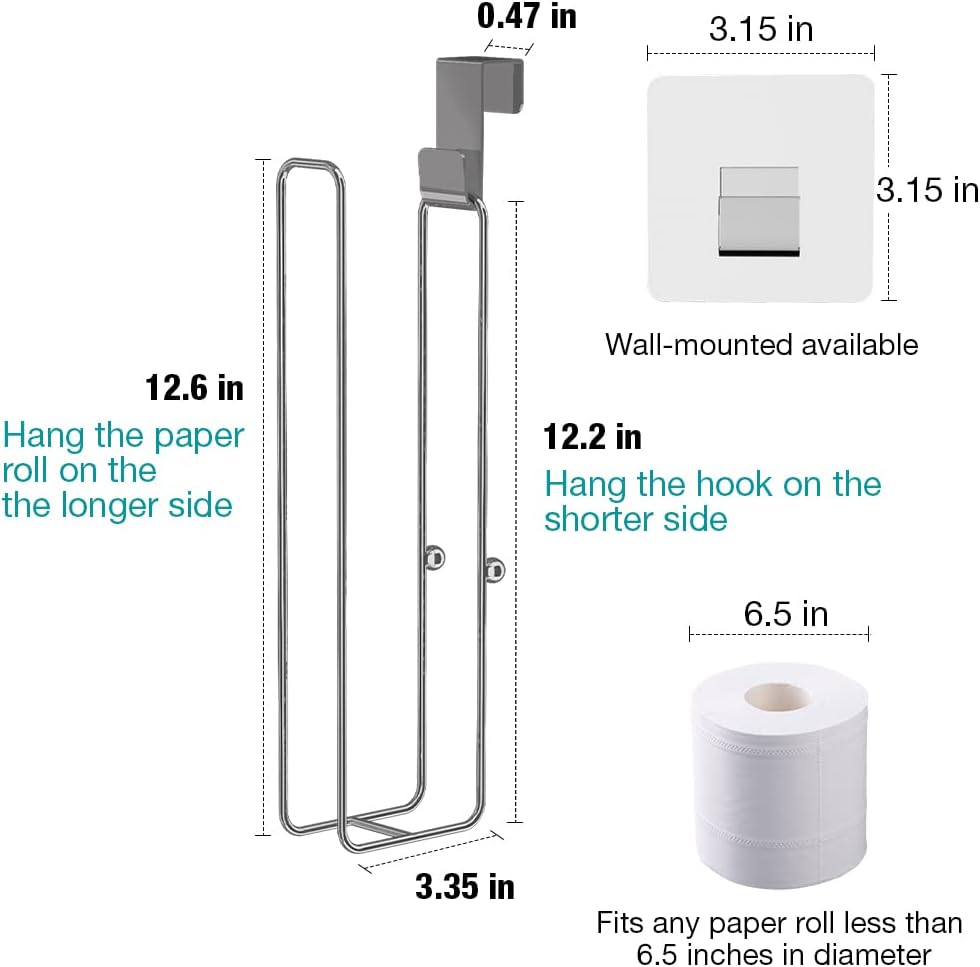 Conworld Toilet Paper Holder Brushed Nickel for 6 Roll Tissue, 2 Packs Bathroom Toilet Paper Storage Over The Tank, Stainless Steel Rustproof Hanging Toilet Roll Holder for Bathroom, RV, Camper,Silver