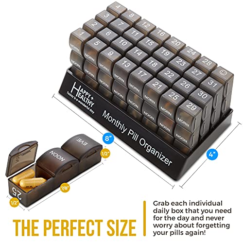 Monthly-Pill-Organizer-AmPm-Daily-Pill-Organizer-32-Compartments-for-Each-Day-Pill-Dispenser-and-Dispenser-Caddy-BS0829J-New-Monthly-Black-Morn-noon-eve