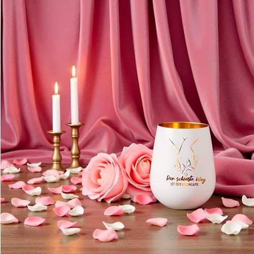 Windlicht Glas mit Geschenkbox, Geschenk zur Hochzeit, Hochzeitsgeschenk Hochzeitstag Jahrestag Valentinstag Jubiläum Brautpaar, Windlichter Teelichthalter mit Gravur Spruch: Der schönste Weg
